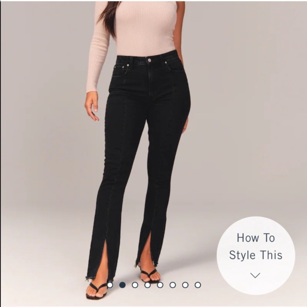A&F Curve Love, high rise skinny with split hem and front seam